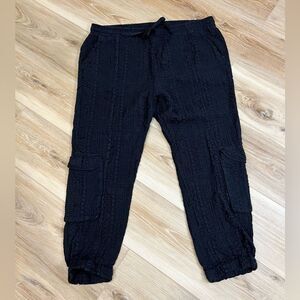 JOHNNY WAS Black Textured Jogger Pants Size Large